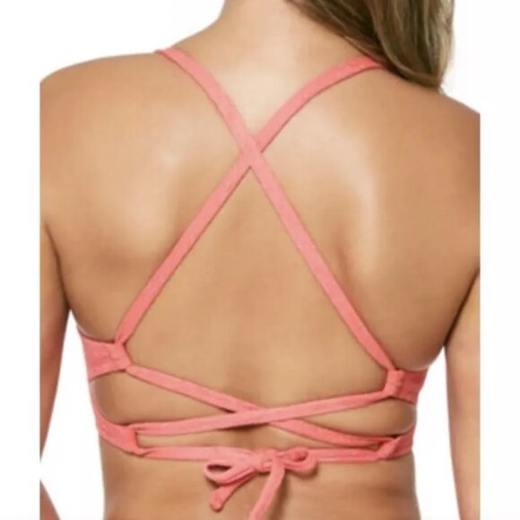 Jessica Simpson Flower Power Twist Front Bikini Top Madarin S - Picture 5 of 9